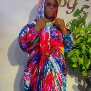 kweemi mini hoody Ankara gown