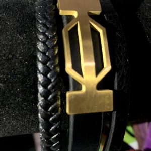 Men's leather and gold wrist strap 1