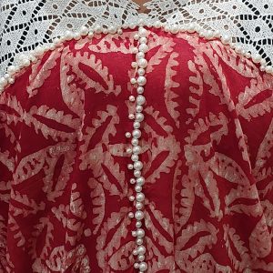 Ark Adire Crepe plus white lace long gown