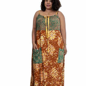 Arwy Sleeveless Adire Crepe long gown