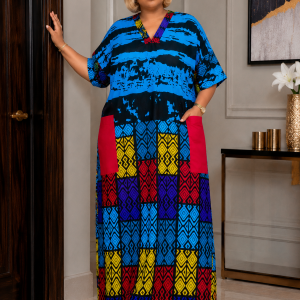 Acry ankara long gown with asooke