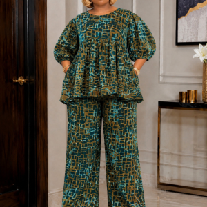 Aer Adire Top and palazo trousers